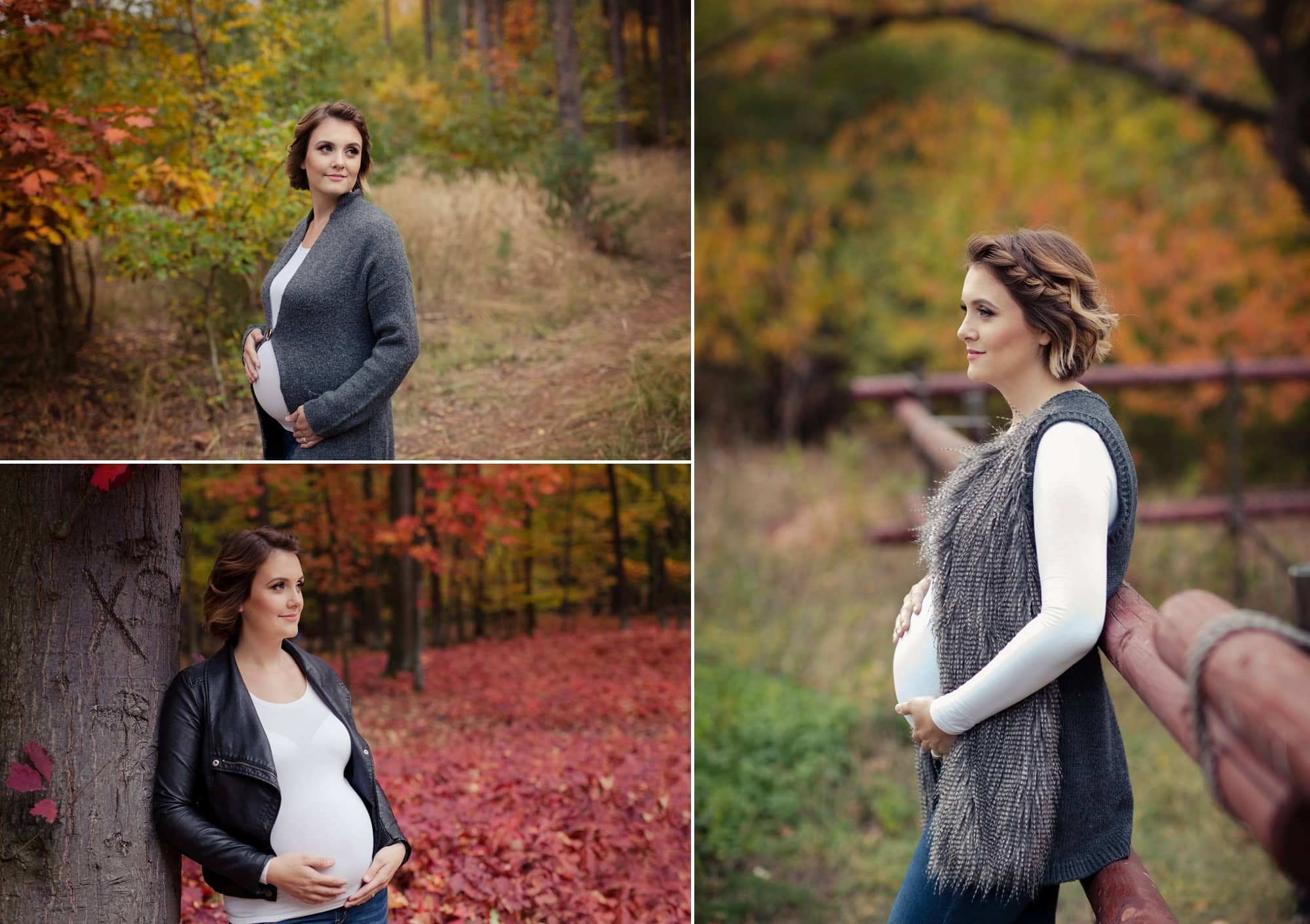 Těhotenské focení v lese v podzimní přírodě